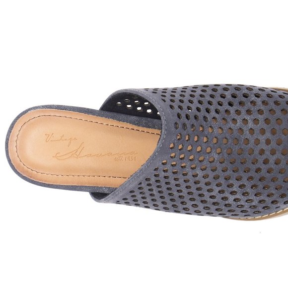 Vintage Havana New CINDY Perforated MULES Clog Slide Slip-On Women's 10 NIB Navy - Picture 5 of 12